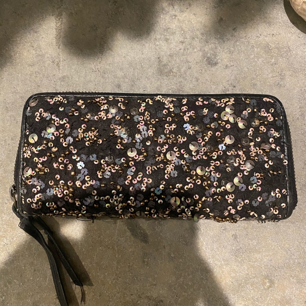 All Saints Sequined Wallet Clutch